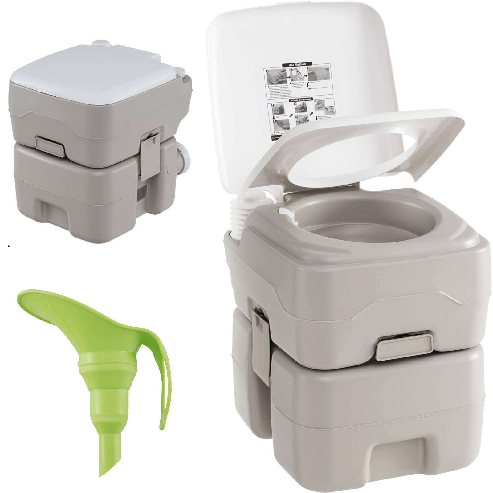 TANGZON 20L Portable Toilet, Outdoor Flushing Toilet with Removable Tank & Anti-Leak Sealing Valve, Compact Porta Emergency Toilet for Camping Road Trip (Round Flush Pump, Without Level Indicator)