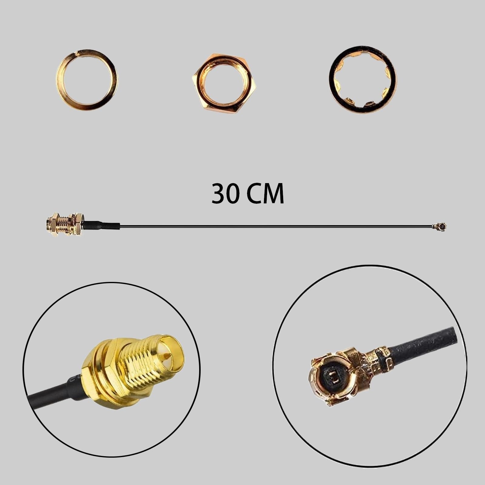 2 Antenne WiFi RP-SMA 8dBi, Dual Band 2,4/5/5,8GHz con Cavo MHF4 – Compatibili con Schede di Rete M.2 NGFF, e Adattatori WiFi