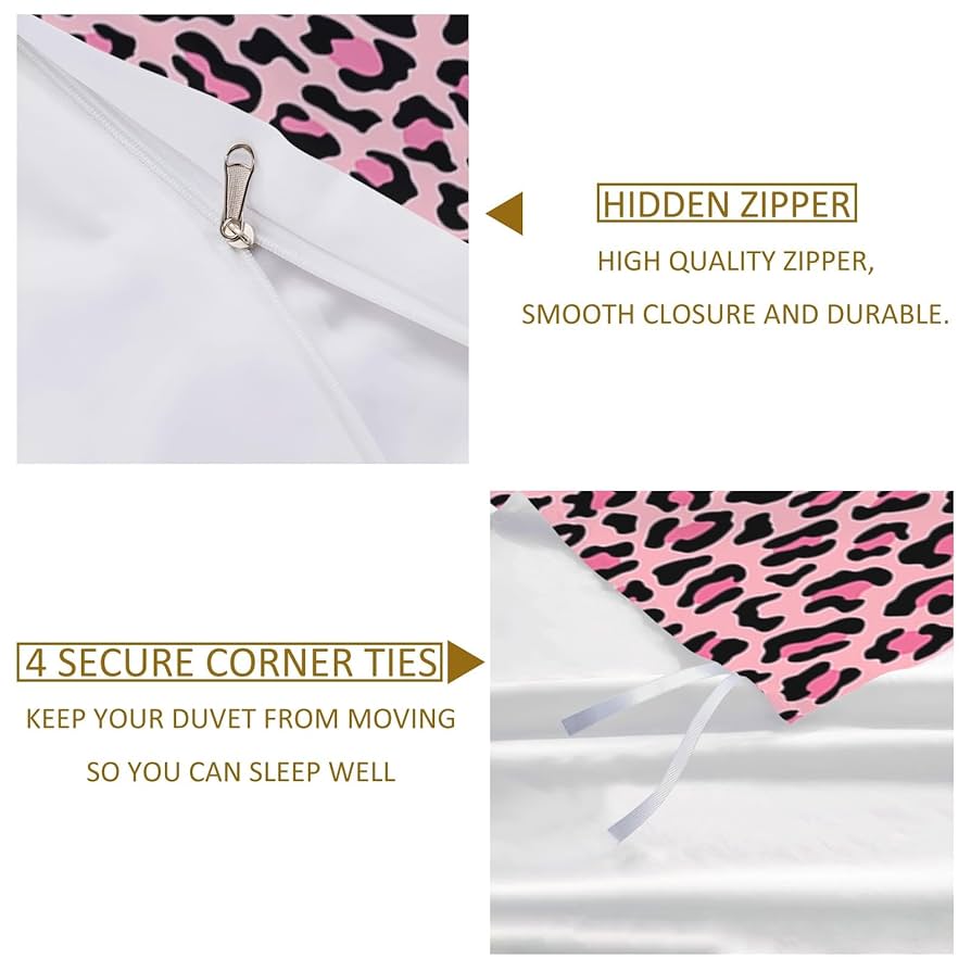 Amazon｜WHUOEUCO 布団カバーセット ピンクのヒョウ柄
