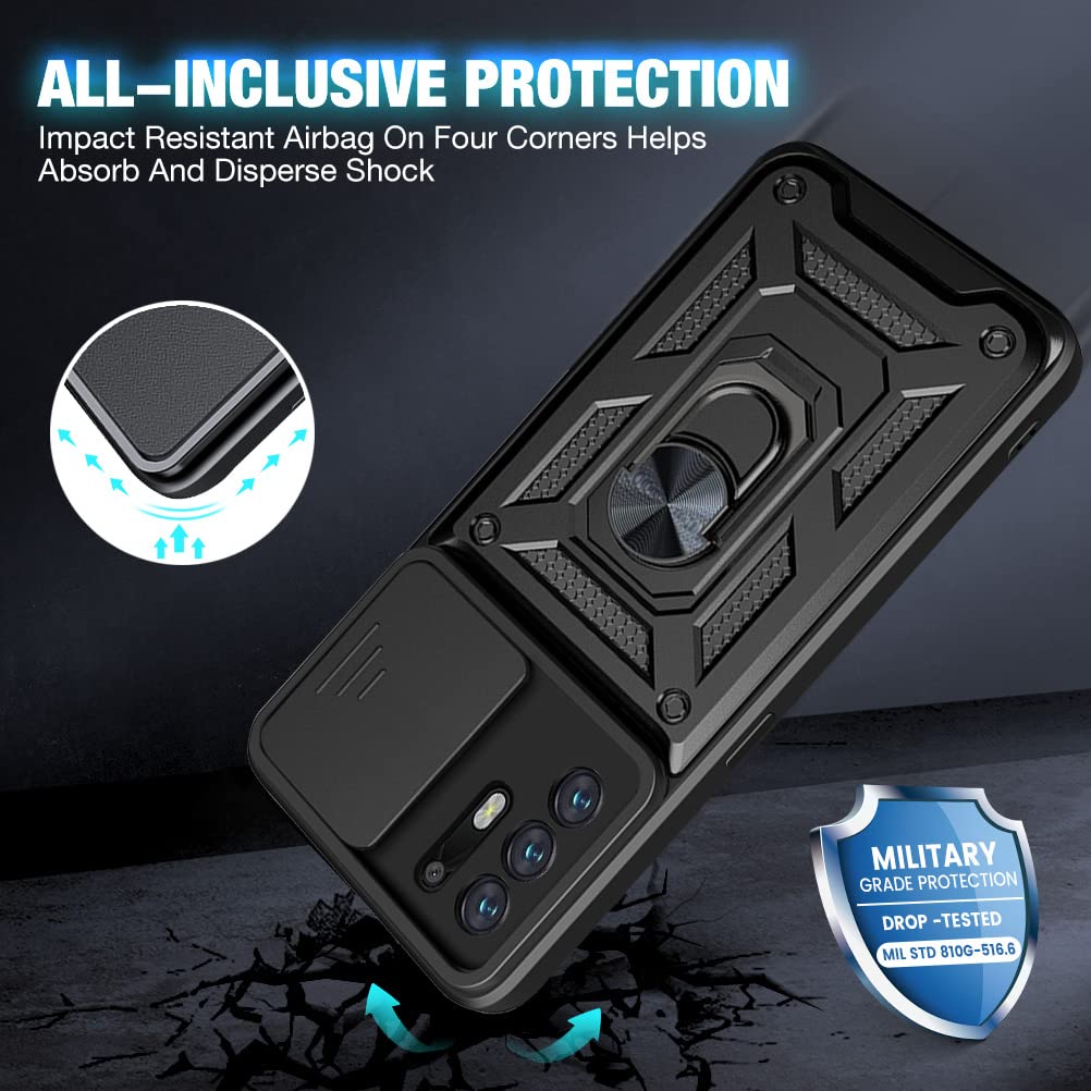 DERHAN Cover per OPPO Find X5, Custodia Protettiva Resistente Antiurto Robusta Case con Supporto Magnetico Rotante a 360° - Marino