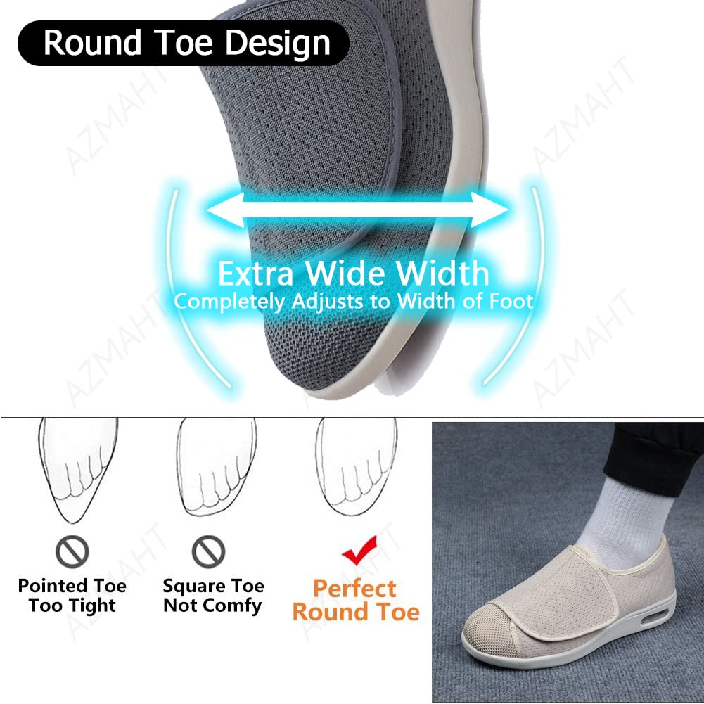 Zapatillas Hombre Anchas Zapatilla para Pies Delicados sin presión, Ligero, Apto ortopédicos para Zapatos de Arco para pies Planos Zapatos ortopédicas de Arco de Soporte,Dark Grey,37 EU