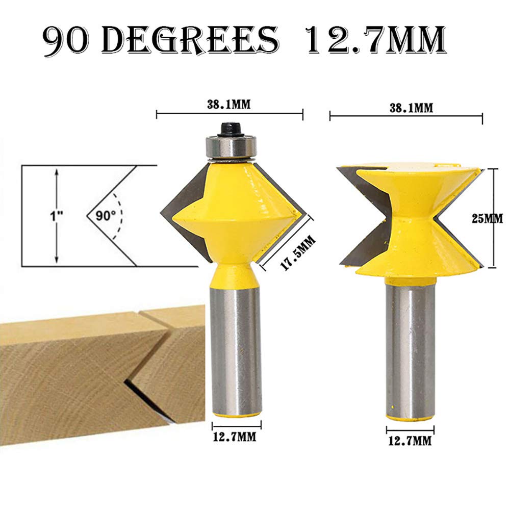 1/2 "Router BitsTongue Groove Fresa Shank Forming 90 Gradi V Design Tingue Groove Edge Router Bit per la Lavorazione del Legno Strumento