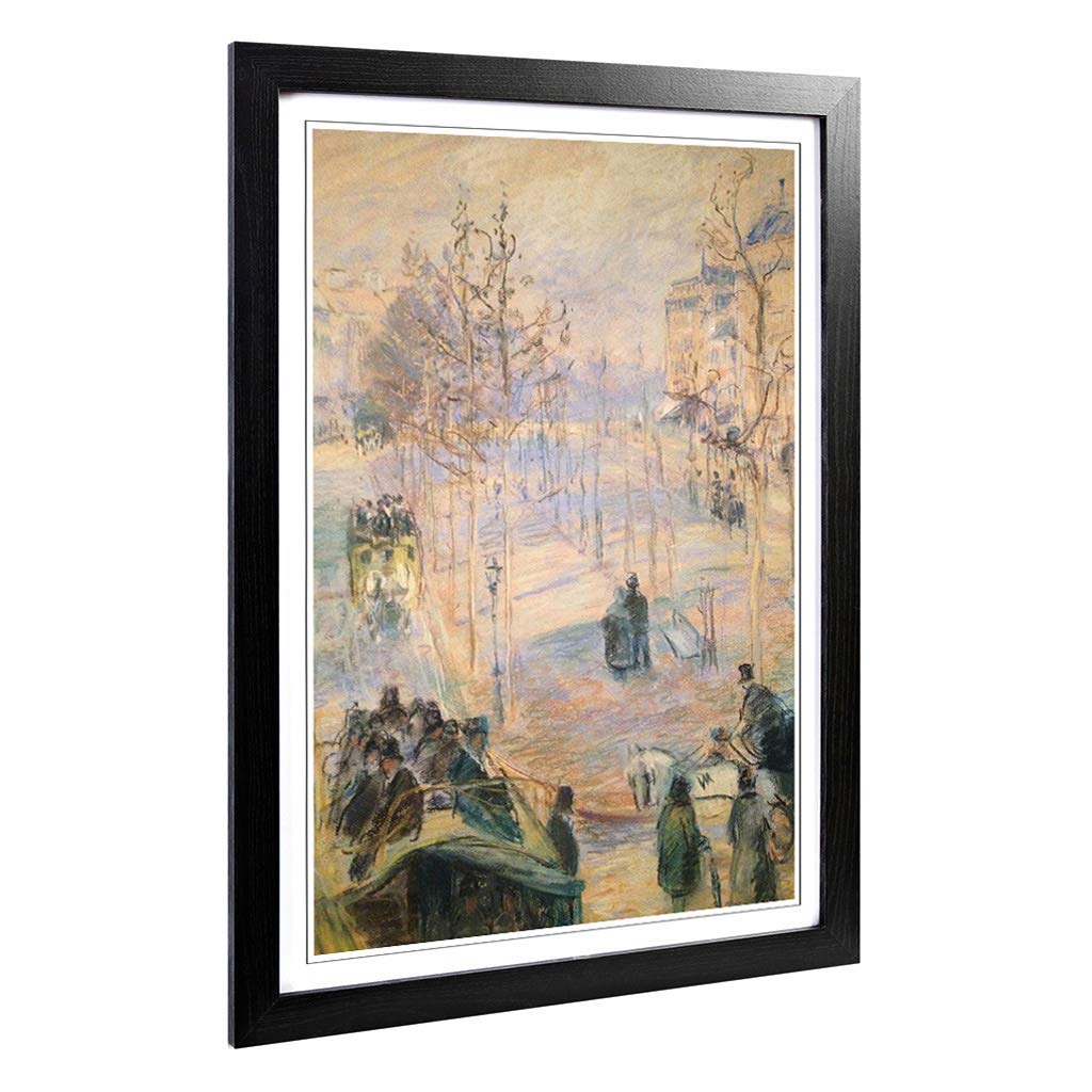 Big Box Art Framed Print of Camille Pissaro Boulevard Rochechouart Design | Wall Art Picture | Home Decor for Kitchen, Living Room, Bedroom, Hallway, Black, A2 / 24.5x18 Inch / 62x45cm