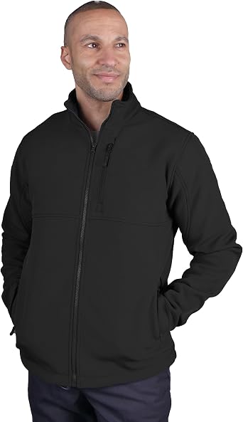 RYNO GEAR Men's Soft Shell Jacket Windproof Water-Resistant SoftShell Jacket Fleece Lineed All Season Jacket, Full Zip Up