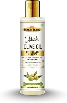 Khadi Olive Oil For Skin & Hair 100ml | Pure & Natural Oil for Hair Growth, Strengthening & Scalp | Non Sticky, Paraben & Mineral Oil Free | For All Hair Types | Daily Use for Men & Women
