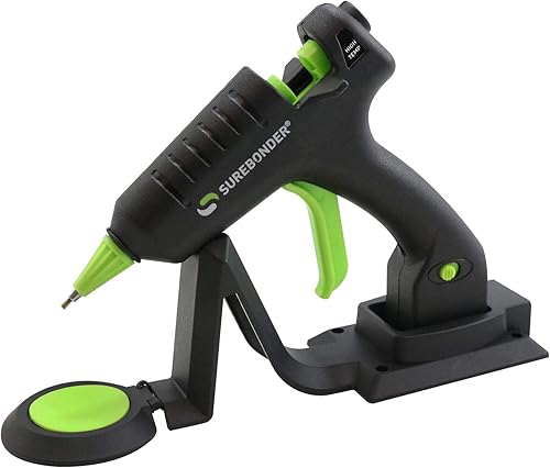 Miniatura 3 de Surebonder Mini pistola de pegamento caliente de alta temperatura inalámbricacon cable con punta de detalle, 20 vatios, recarga con soporte de calor