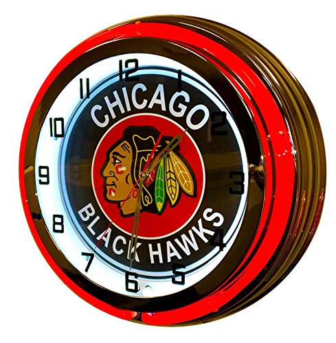 Chicago Hockey Sign - 19 inch neon Clock