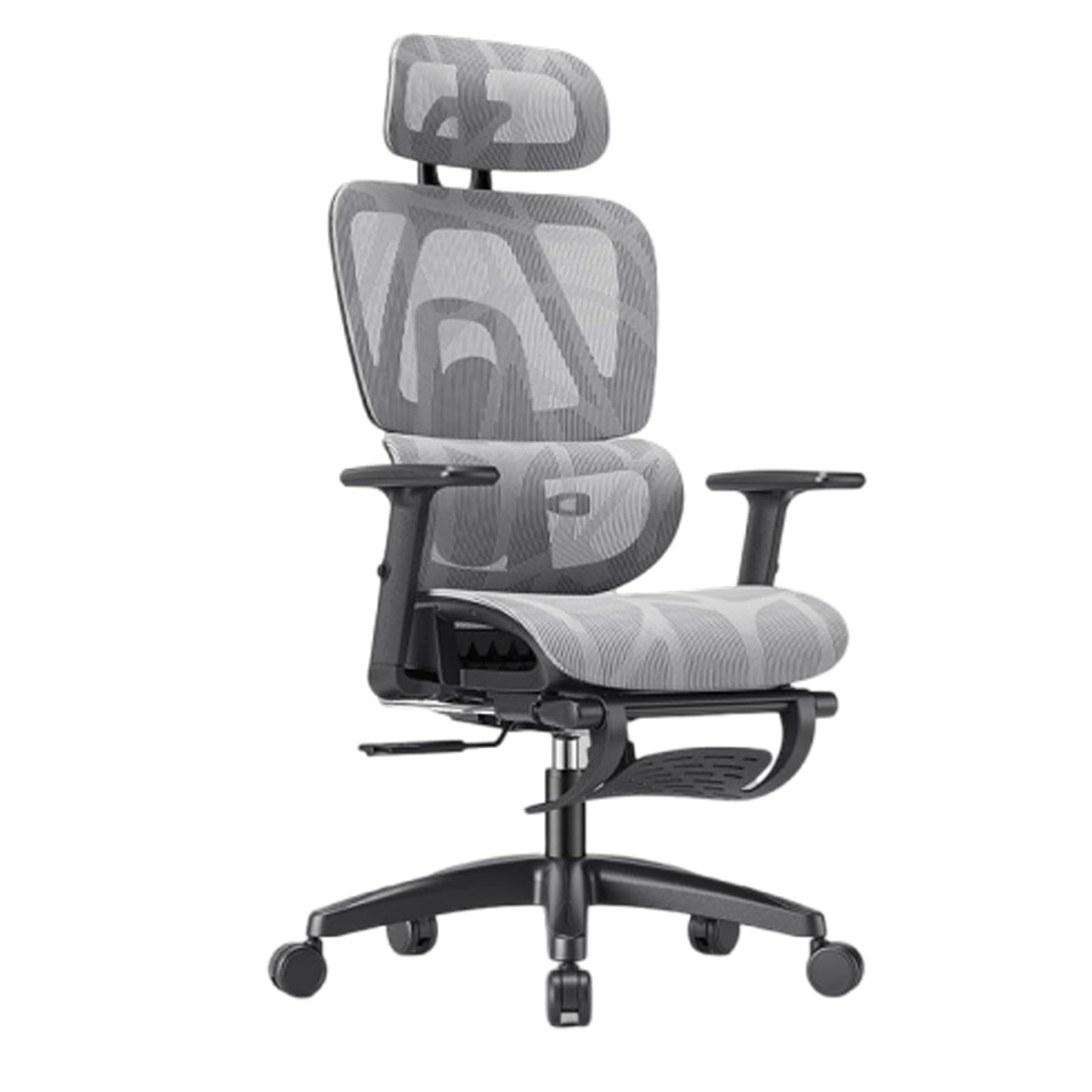Krzesło biurowe, ergonomiczne krzesło biurkowe z regulowanym podparciem lędźwiowym, podłokietnik 3D, zagłówek, odchylany do tyłu 4-poziomowy, krzesło z siatki domowej