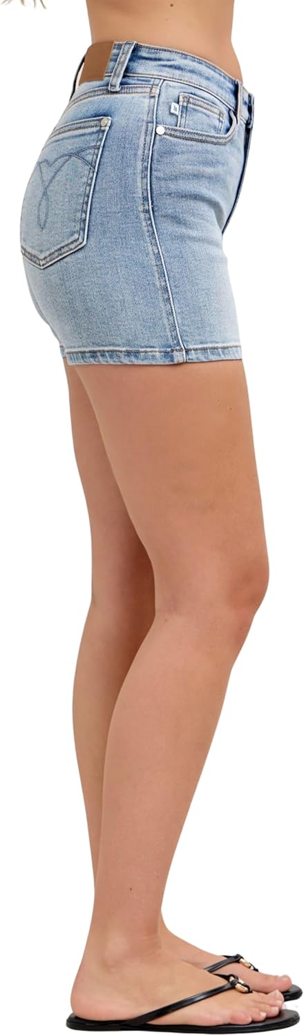 Judy Blue High Waist Light Wash Slim Fray Shorts - Image 7