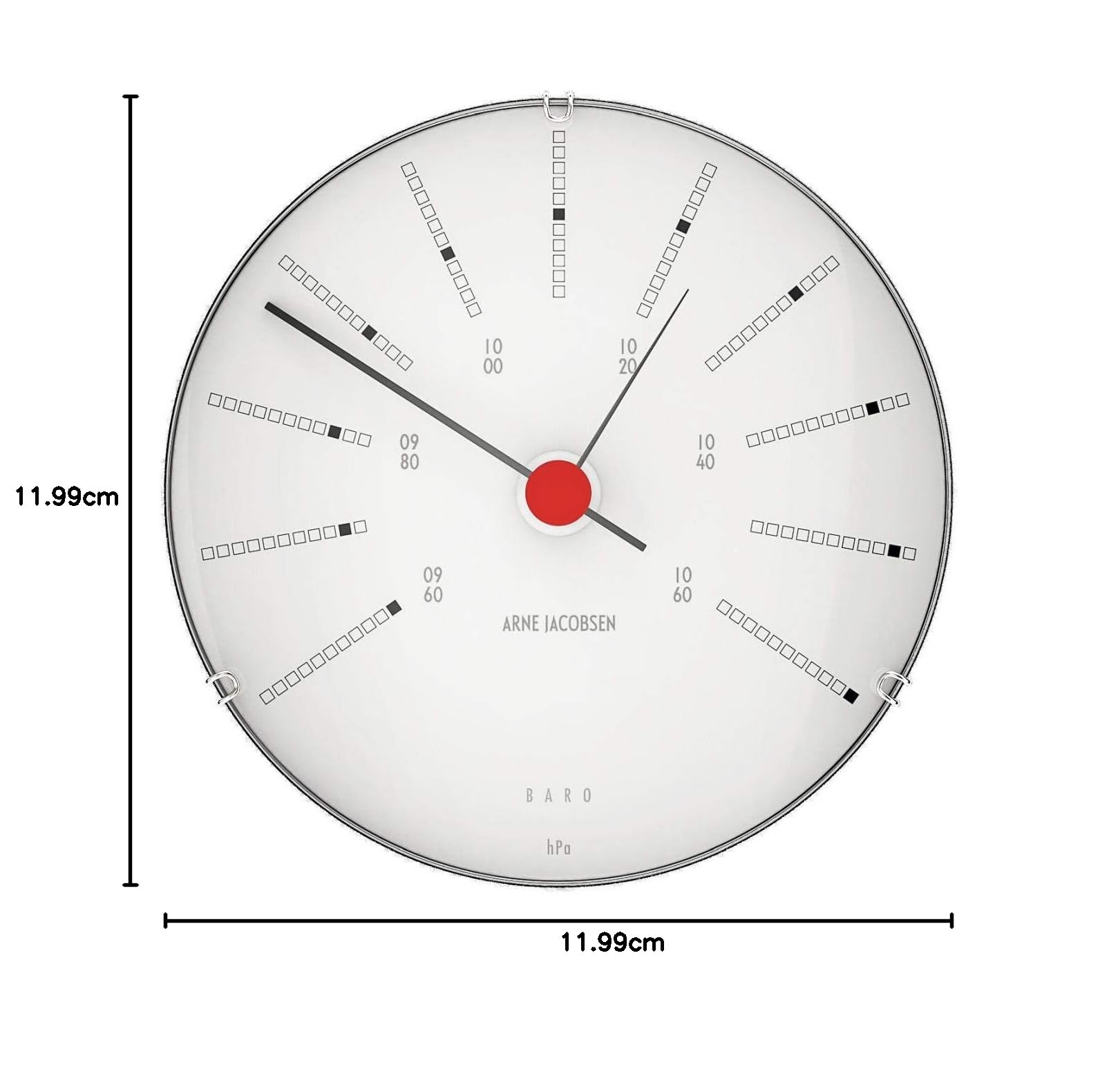 Arne Jacobsen Barometer Ø12 cm Bankers Originaldesign Kreative Details, weiss, Eiche