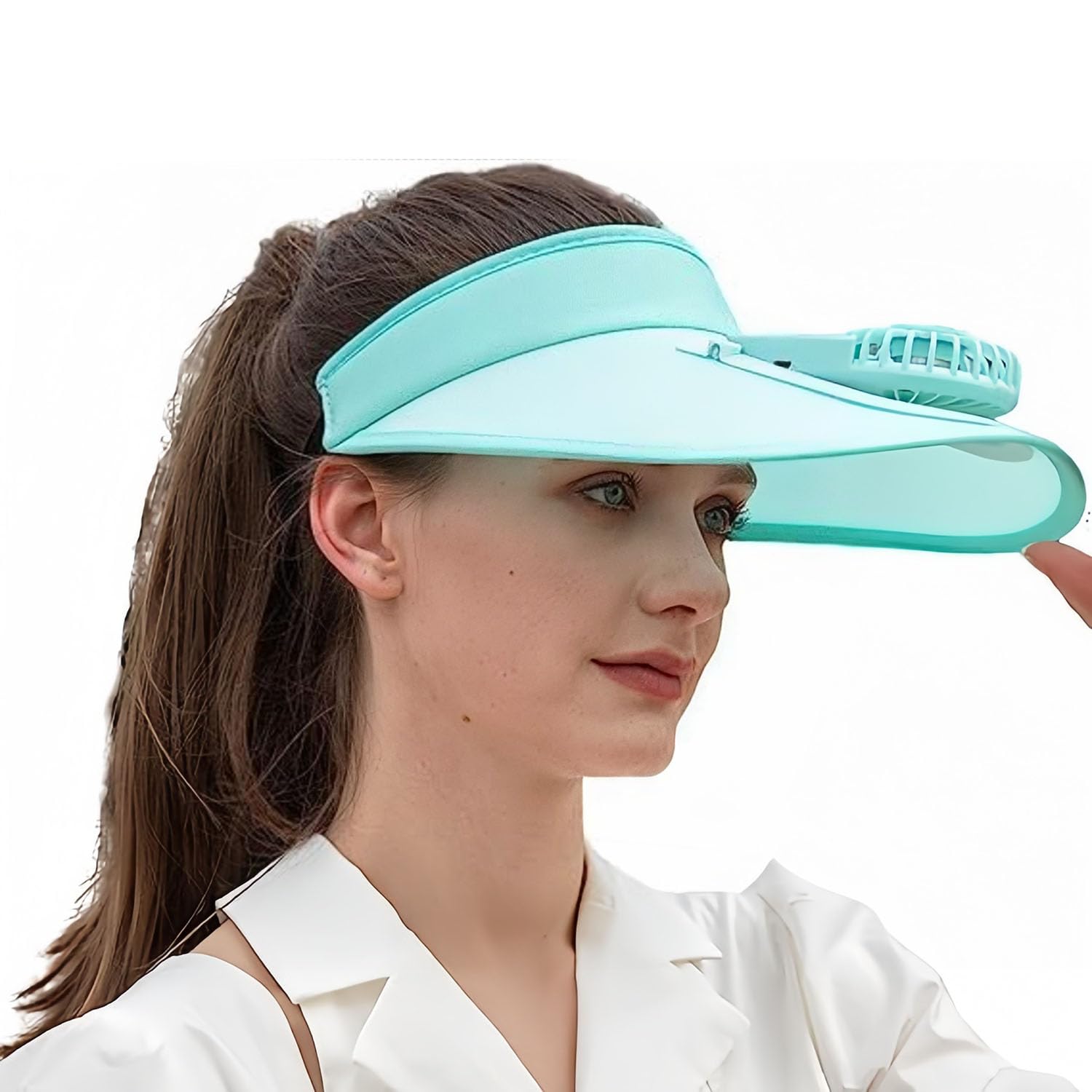 Bolivia'sSun Visor Hat with Fan, Fan Visor Hat Wide with 3 Adjustable Speeds, 2 in 1 Fan Visor Hat Outdoor with USB Charging, Upf50+ Summer Cooling Fan Hat for Camping Outdoor Sports