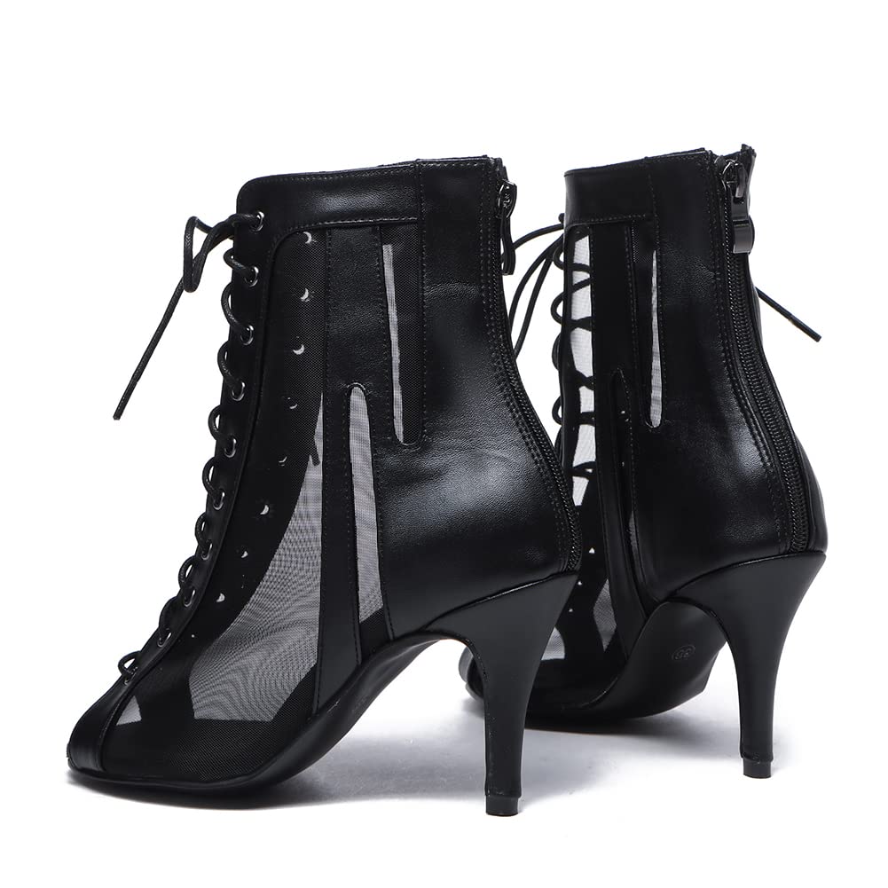 JUODVMP damskie buty do tańca latynoskiego z otwartym palcem, koronki, satyna, salsa tango, buty imprezowe, model L528