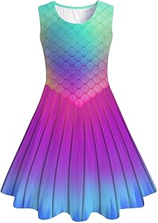 Mermaid Dress Girls Kids Summer Sleeveless Sundress Birthday Outfit Twirly Party Clothes 4-13 Years - Buy now