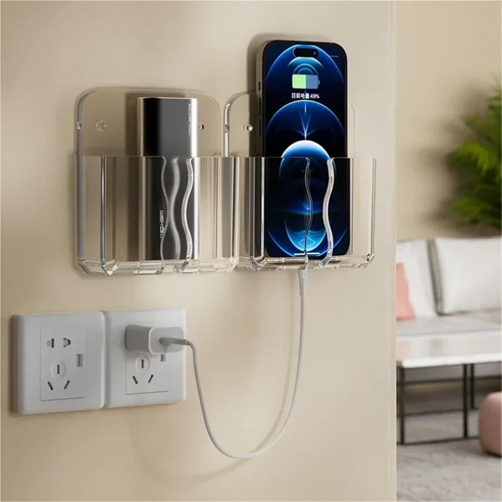 Soporte de pared para control remoto, 12 unidades, soporte de pared universal para teléfono celular, organizador de caja de carga para teléfono celular, soporte colgante para control remoto