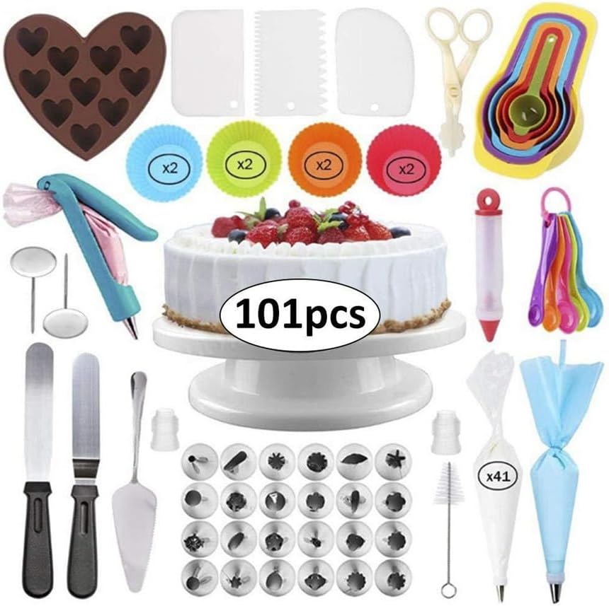 101 Piece Cake Turntable Flower Mouth Cookie Flower Bag Butter Spatula Baking Tool Set