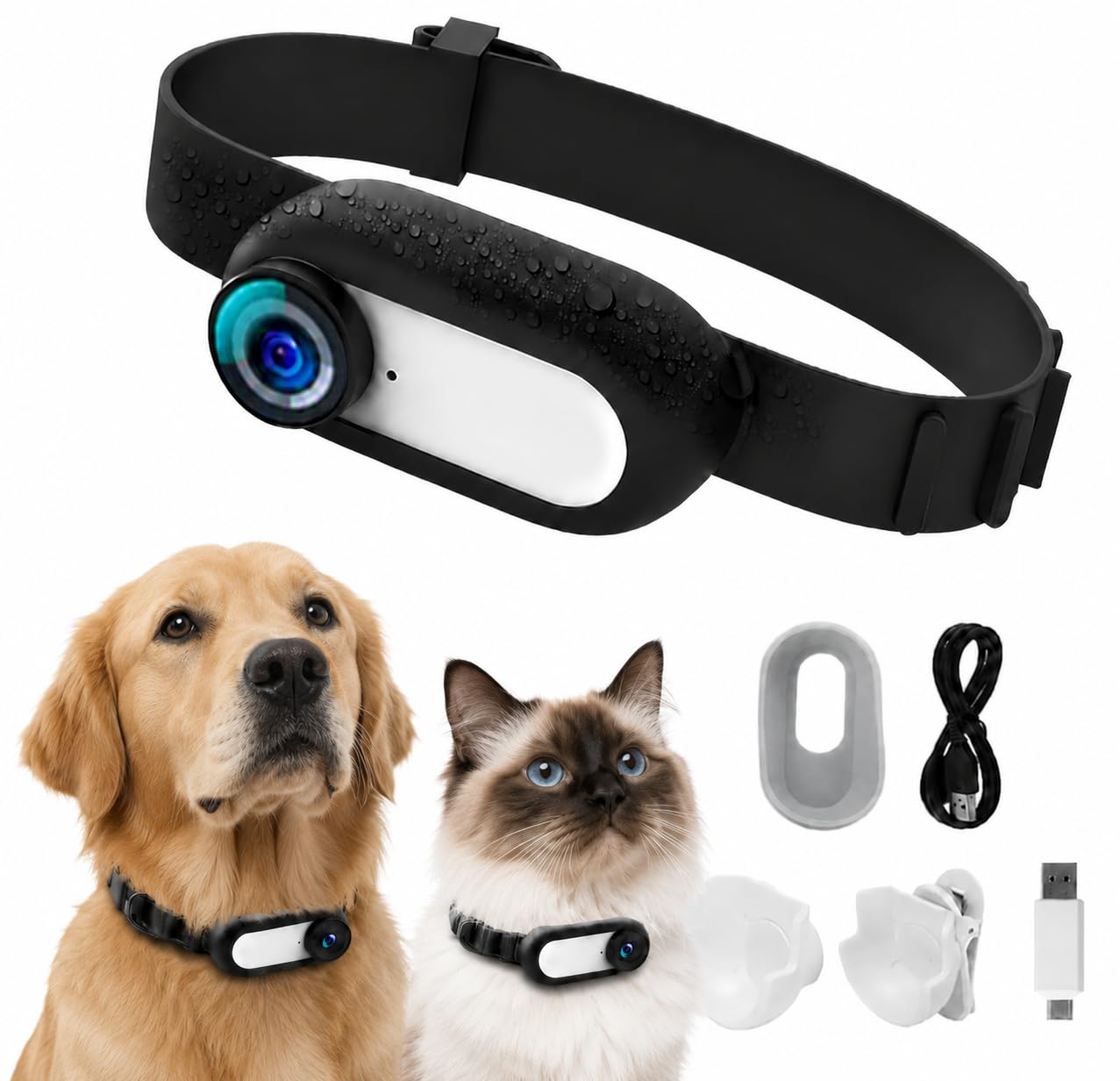 1080P HD Cat Camera Collar, Mini Body Cam with POV Video Recording, No WiFi Pet Camera for Indoor &amp; Outdoor Use, Pet Accessory Gift for Cats &amp; Dogs, 8GB SD Card Included