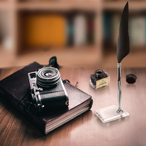 Miniatura 7 de Juego de bolígrafo y tinta, juego de bolígrafos de caligrafía de plumas antiguas, incluye bolígrafo, 5 puntas de repuesto, base de punta de