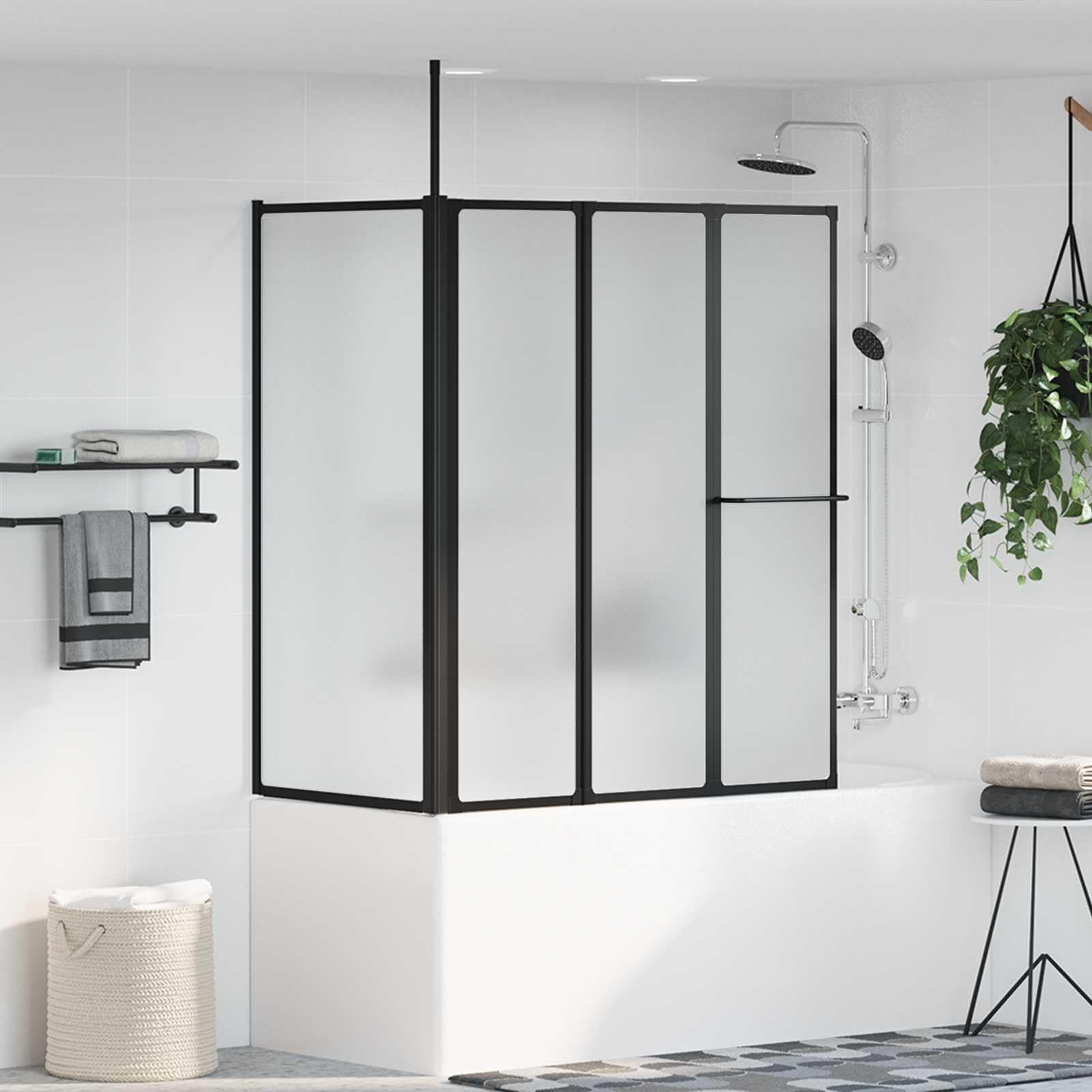 Mampara de ducha de 120 x 70 x 137 cm, plegable, color blanco, aluminio, para baños pequeños, mampara de ducha, accesorio de bañera, protección contra salpicaduras plegable