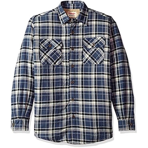 Wrangler Authentics Men's long Button Down Shirt, Mood Indigo, M UK Cover