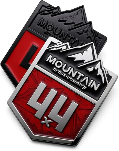 Miniatura 4 de 1 calcomanía de metal de montaña 4 x 4 para automóvil de campo traviesa, para carreras de todoterreno, para automóvil, camión, SUV (rojo cromado)