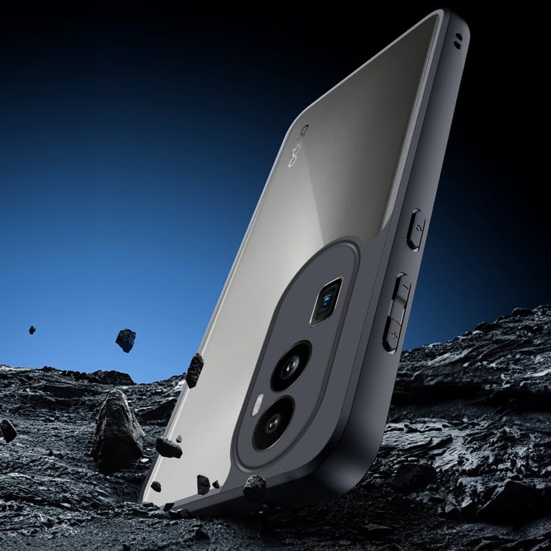 Image of Mr. Case Back Cover Compatible with Oppo Reno 10 Pro Plus 5G | 360 Degree Protection | Shockproof Transparent Hard Back Shockproof Bumper - PC & TPU, Black Bumper