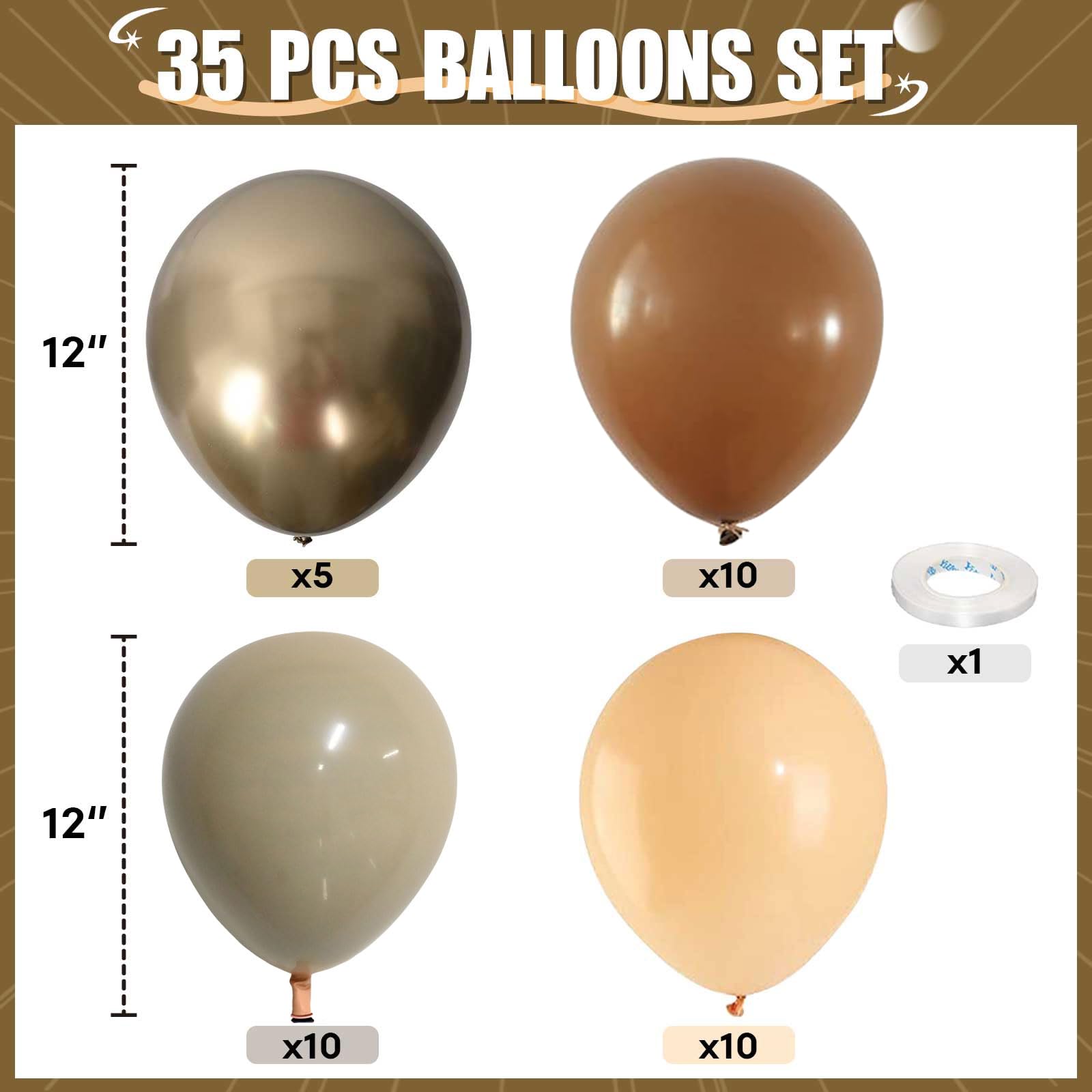 Brązowe złote balony, 30 cm, morelowe balony, beżowe, metaliczne, brązowe, złote, lateksowe, na urodziny, baby shower, dżunglę, boho, ślub, rocznicę, dekoracje imprezowe