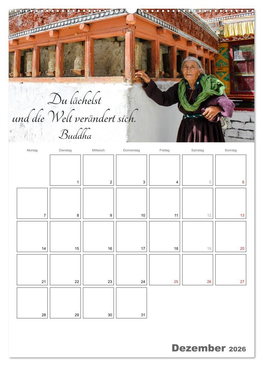Harmonie und Freude Buddhistische Weisheiten 2026 (Wandkalender 2026 DIN A2 hoch), CALVENDO Monatskalender: Ein Planer mit buddhistischen Weisheiten für die ganze Familie (CALVENDO Glaube)