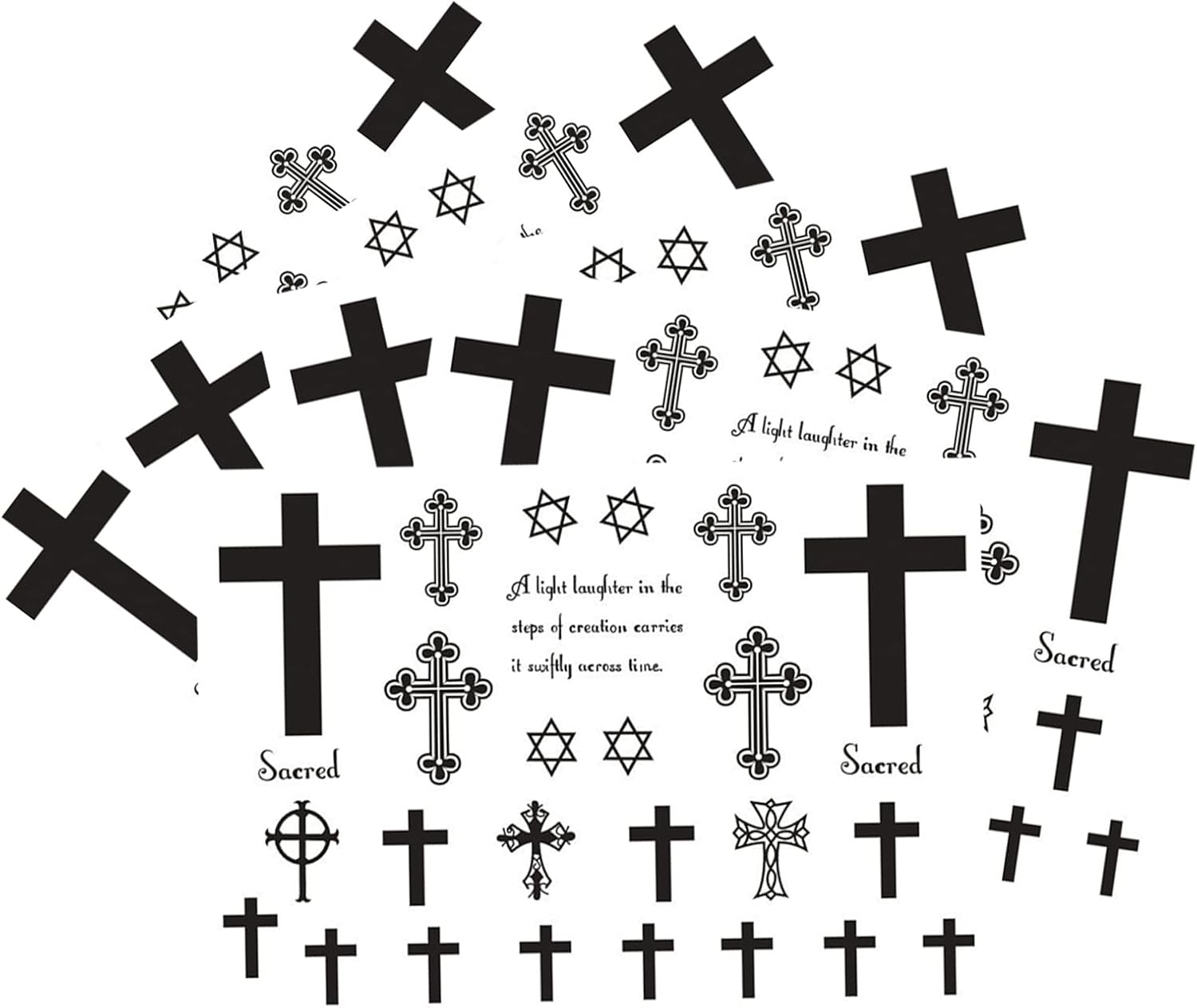 Nirbffo Black Cross Temporary Tattoos Waterproof Tattoo Men and Women