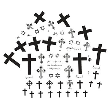 5PCS Black Cross Waterproof Temporary Tattoo Men Women 10x17CM