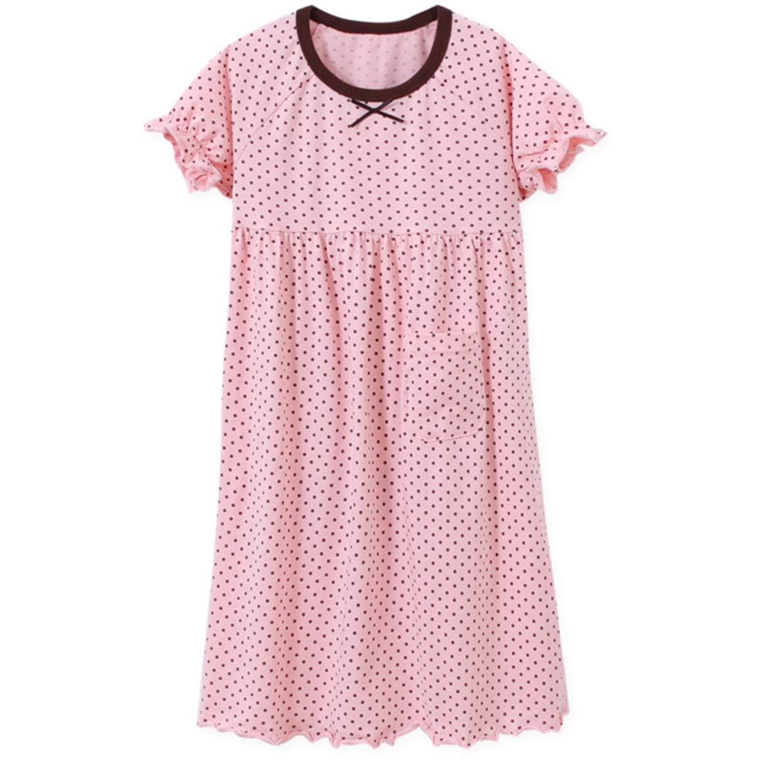 Girls Nighties Cotton Nightdress Polka Dots Nightgowns Princess Sleepwear for 3-12Years