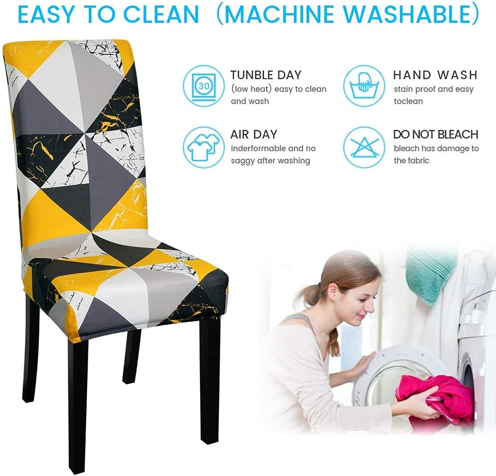 TOPCHANCES Stretch Spandex Chair Covers for Dining Room, Removable Washable Fabric Chair Cover Slipcover(4PCS,04