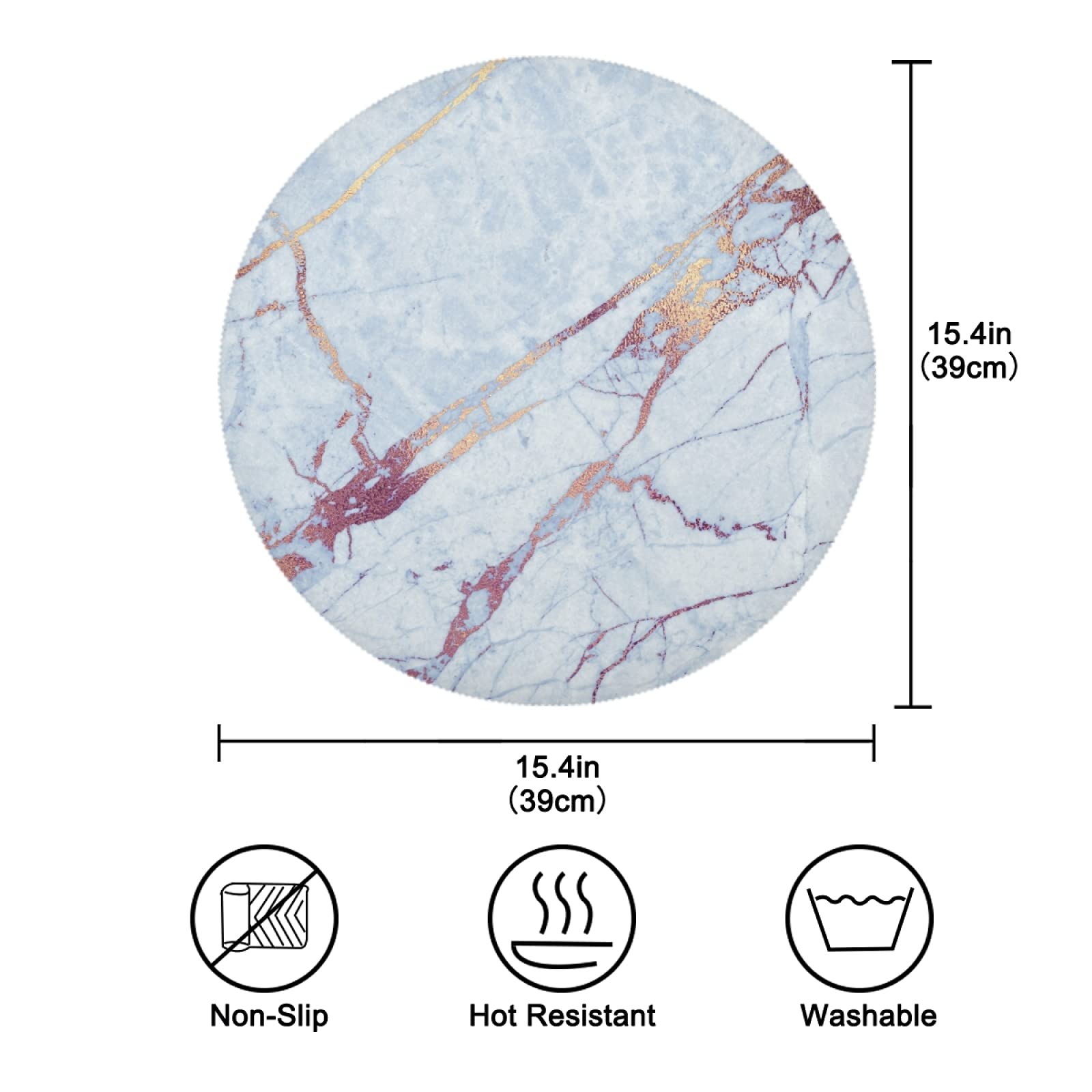 Marbre Pierre Cuivre Métallisé Faux Sets De Table Rond Lavable Lot