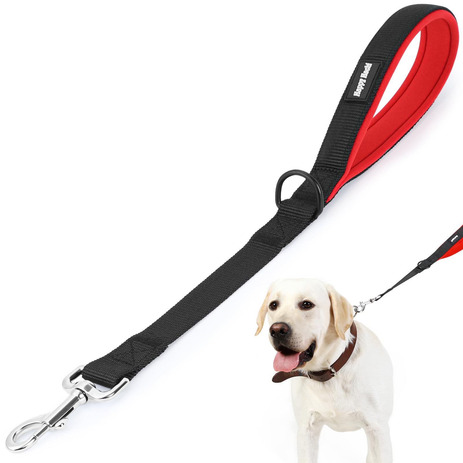 HAPPY HACHI Short Dog Lead - Durable Dog Training leash with Padded Handle, Short Traffic Puppy Leash for Tracking, Walking, Camping Play, Backyard (L 46cm/18in)