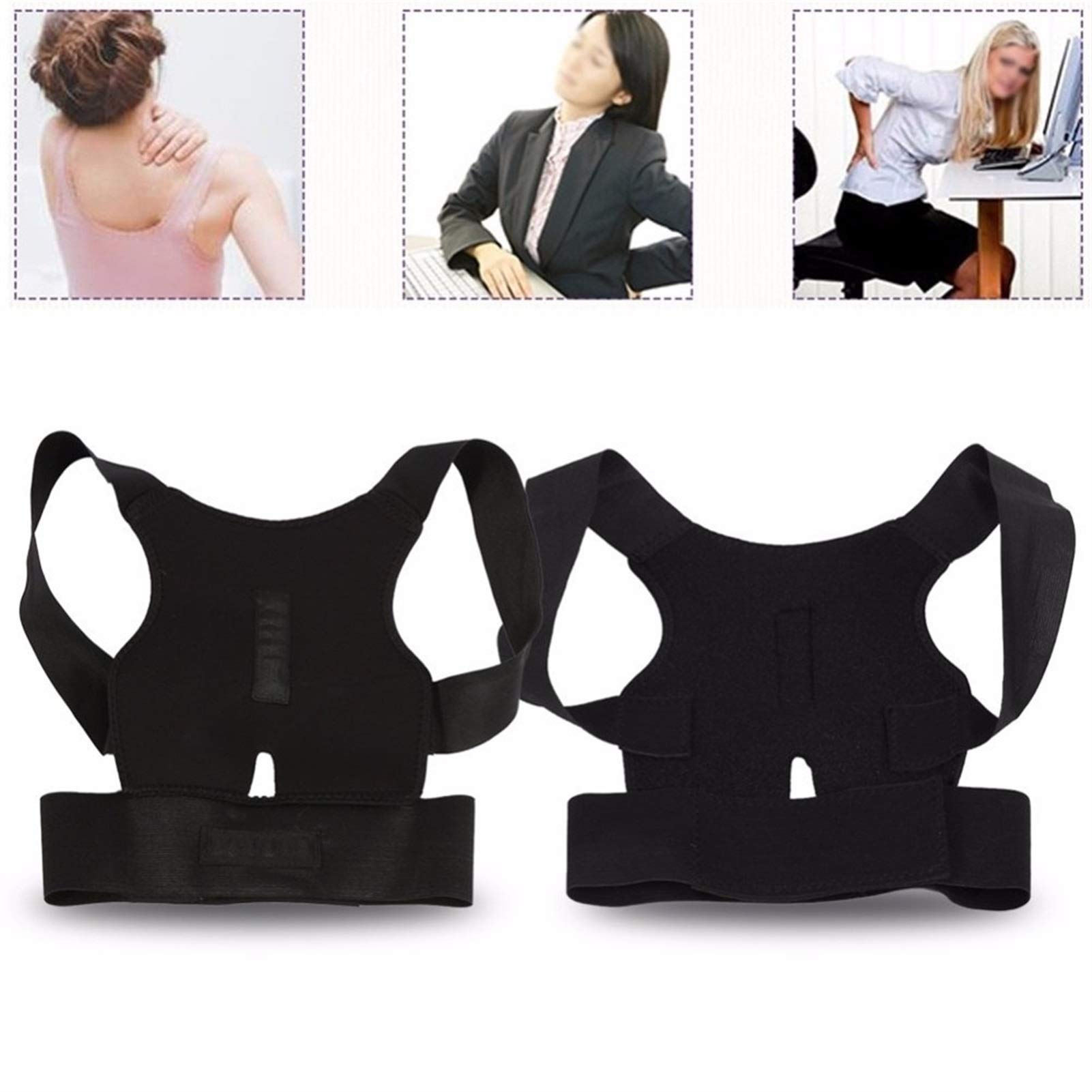 Regulowany stabilizator pleców Korektor postawy Powrót Kręgosłup Pas stabilizujący Ramię Bandaż korekcyjny lędźwiowy Gorset dla mężczyzn i kobiet (blackone M) (blackone M)