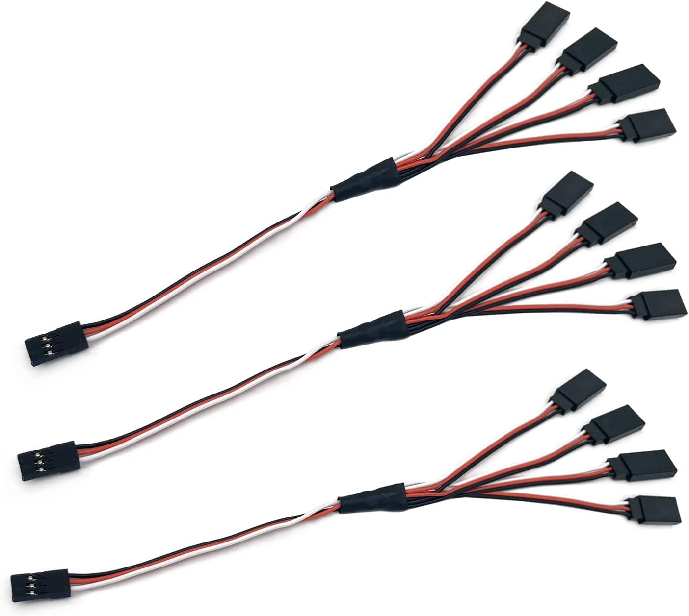 5pcs JR Y Connector Servo Extension Cable 3 Pin JR Plug Splitters 1 Male to 4 Female Servo Y Extension Connector for RC Models Cars Plane Helicopter Drone