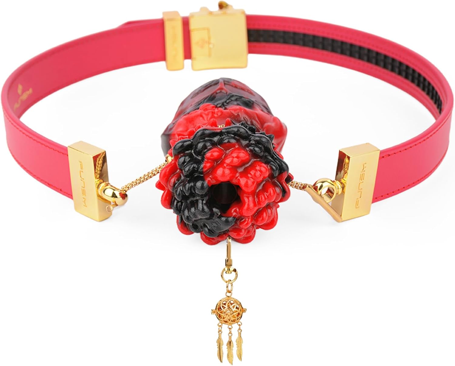 Silicone Flowers Mouth Ball Gag Leather Bondage Mouth Gags with Bell - BDSM Bondage Bite Gag Restraints Muzzles Gags Adult Sex Toy (Pink)