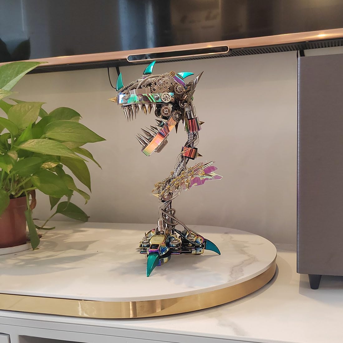 Metalowe puzzle 3D, metalowa mechaniczna pirania, kwiat, DIY, steampunk, biometal, zestaw modelowy ze światłami LED, kreatywna ozdoba na biurko dla entuzjastów sztuki (770 + szt.)