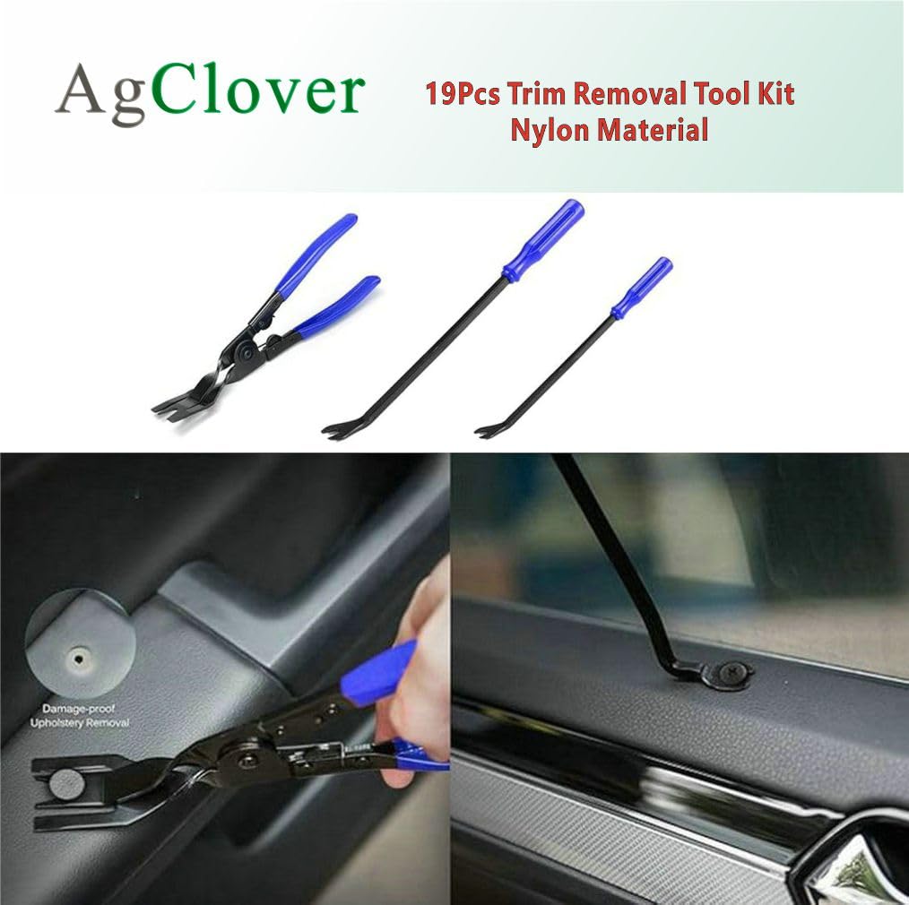 Juego de 19 herramientas de extracción de molduras, kit de herramientas de extracción de audio de puerta de panel de coche para automóvil, alicates de clip, removedor de sujetadores, juego de