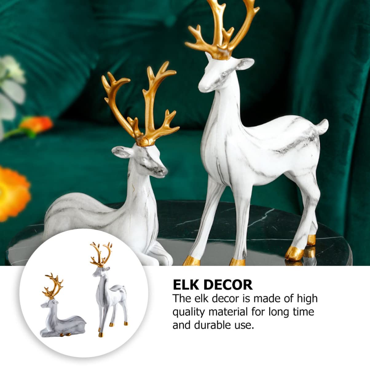 ORFOFE Weißer Elch Statuette aus Kunstharz Tischdekoration mit Einzigartigem Design