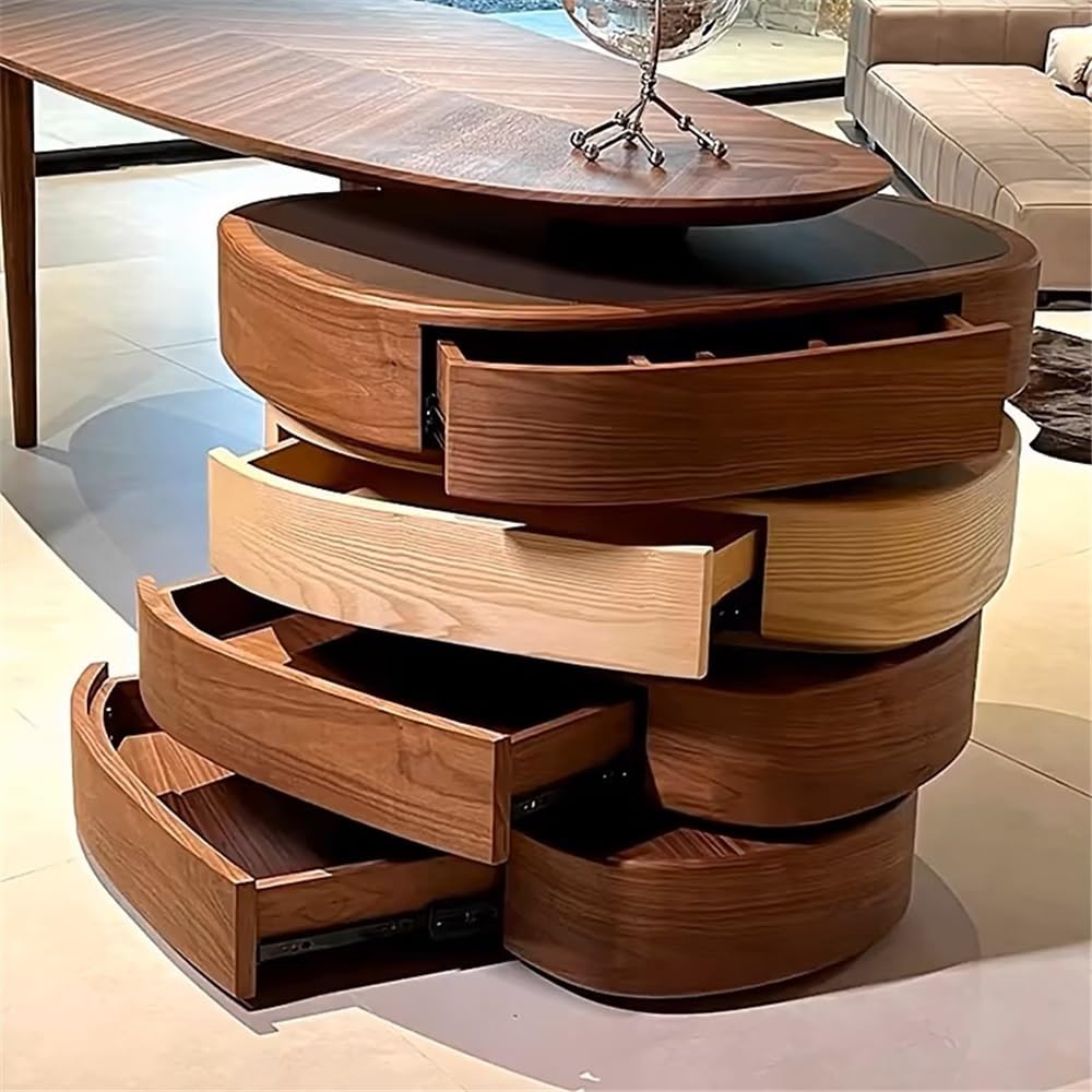 Bureau Classique Bureau de Direction Moderne Couleur Noyer, Bureau en Bois Massif avec tiroirs rotatifs pour écrire(L)