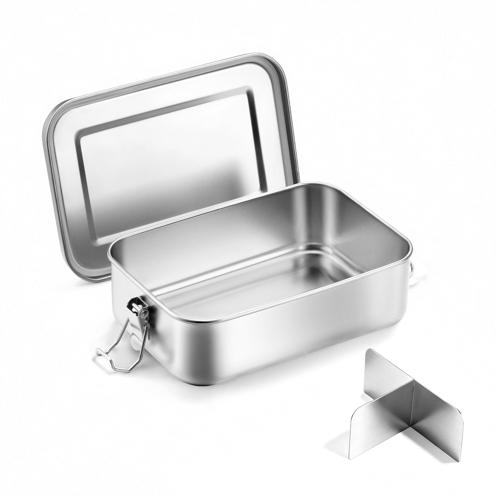 Homikit Lunch Box 850ml, Stainless Steel Bento Box with 1 Removable Compartment, Metal Food Sandwich Salad Storage Container for Adults & Kids, Leak-Proof & Portable, Sturdy & Dishwasher Safe
