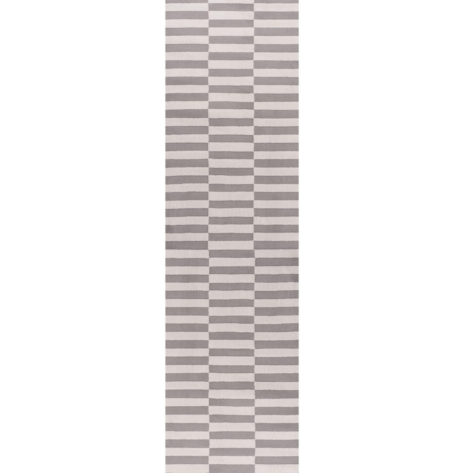 The Rugs Loft Offset Striped Textured Runner, Dark Grey, 80X300 Cm - Grey