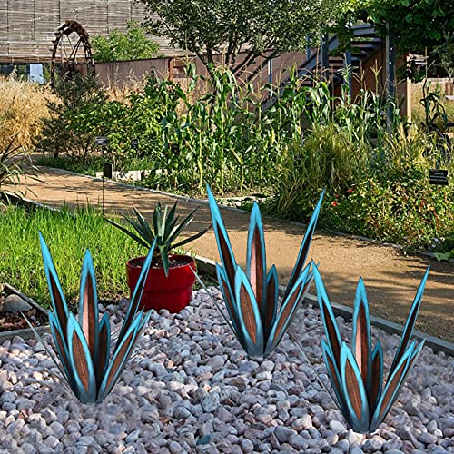 Wenyle Tequila Rustic Sculpture, Rusty Metal Agave Plant Sculpture, Garden Yard Art Statue Lawn Home Decorations, Outdoor Patio Lawn Ornament Decor Blue(3.93/3.93/21.65In) #TOP7
