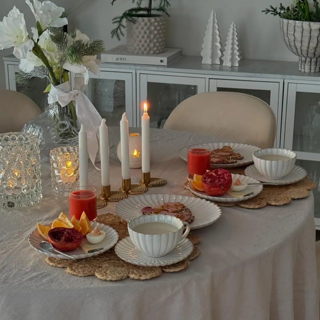 Plato de porcelana para servir 36 cm, color beige y marfil (plato para servir 36 cm)