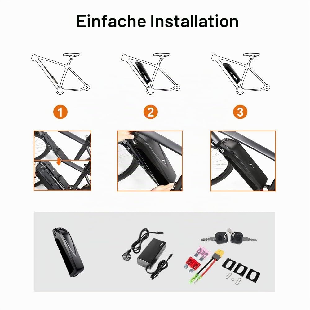 SEASON 36V Ebike Akku 13Ah 14.5Ah 15.6Ah 18Ah - Ebike Batterie passt für 750W / 500W / 250W für Elektrofahrrad Hailong Lithium-Ionen Akku 36V