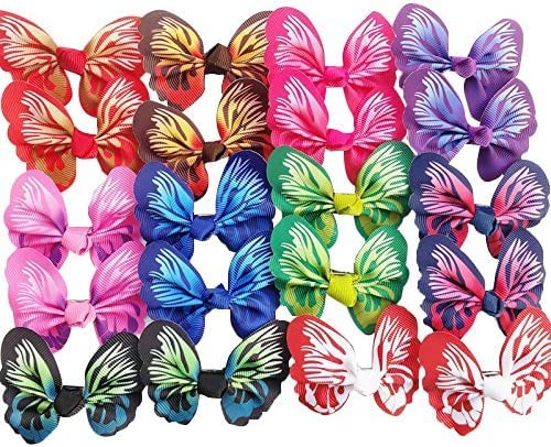Laço para Pelos de Cães com Presilha, Fita Borboleta em Cores Sortidas Chenkou Craft, Pacote com 20