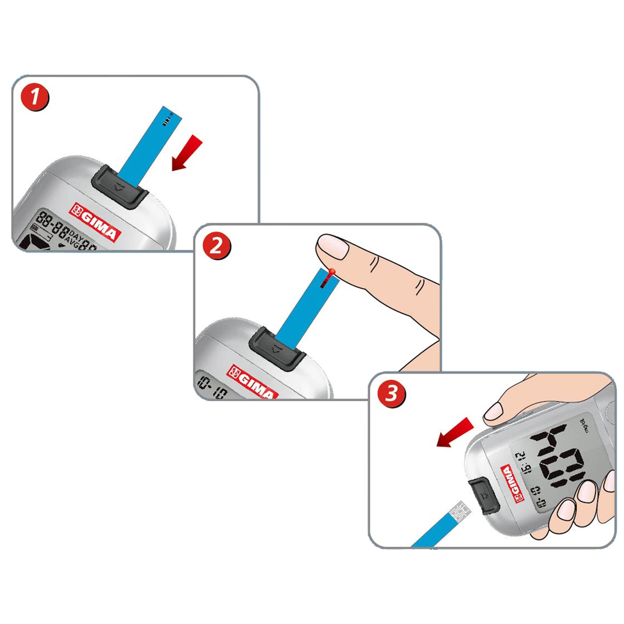 GIMA Misuratore Glicemia Glucometro Kit Completo Per Il Controllo e Il Monitoraggio Del Glucosio Nel Sangue Con 10 Strisce Soluzione Di Controllo 10 Lancette Sterili Penna Pungidito, Bluetooth