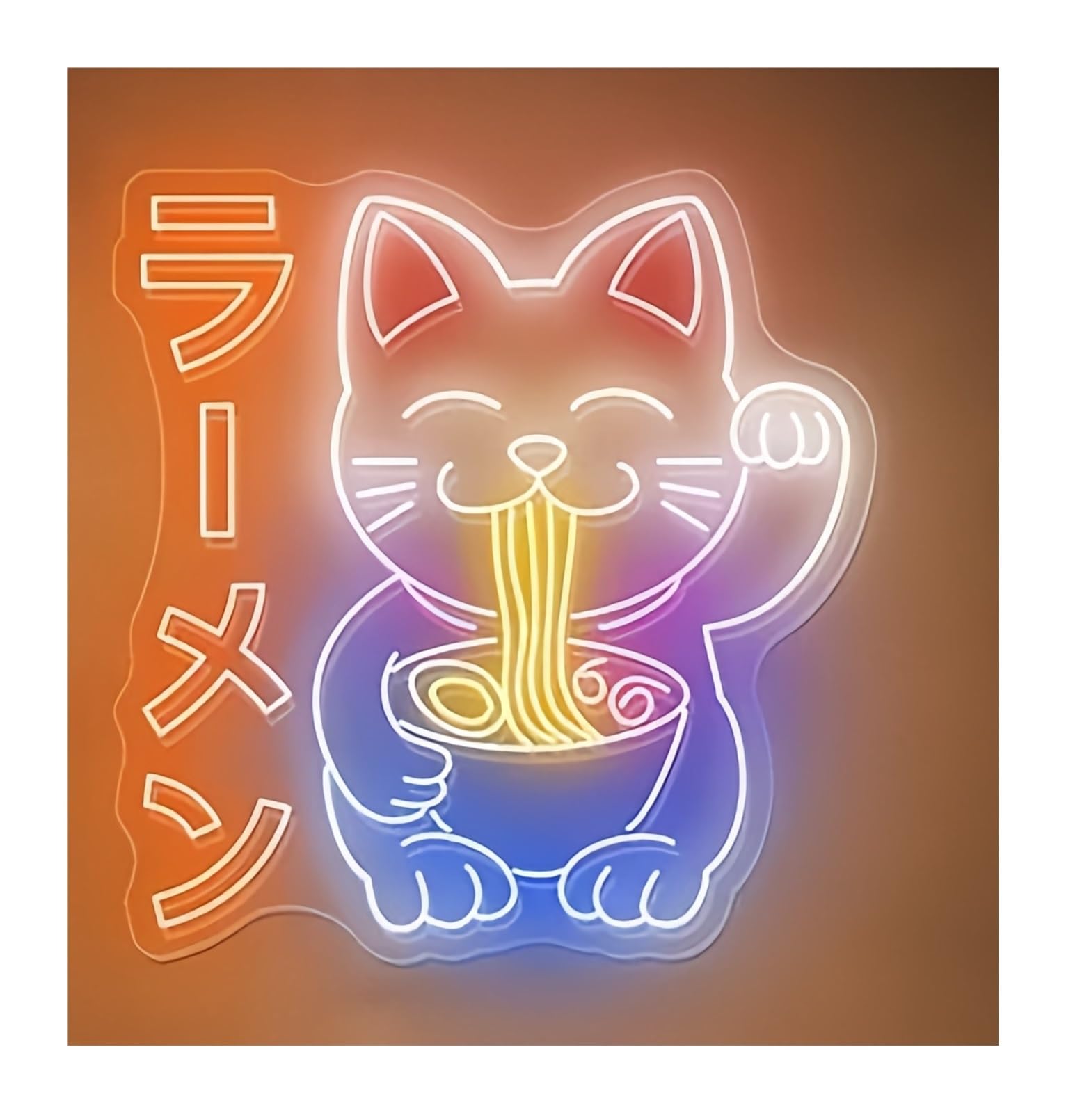 Shouxi C Sign Lamp Lucky At Eating Ramen Neon Sign Restaurant Kitchen Wall Decor Shop Signage At Ramen Noodles 60X63cm(C)
