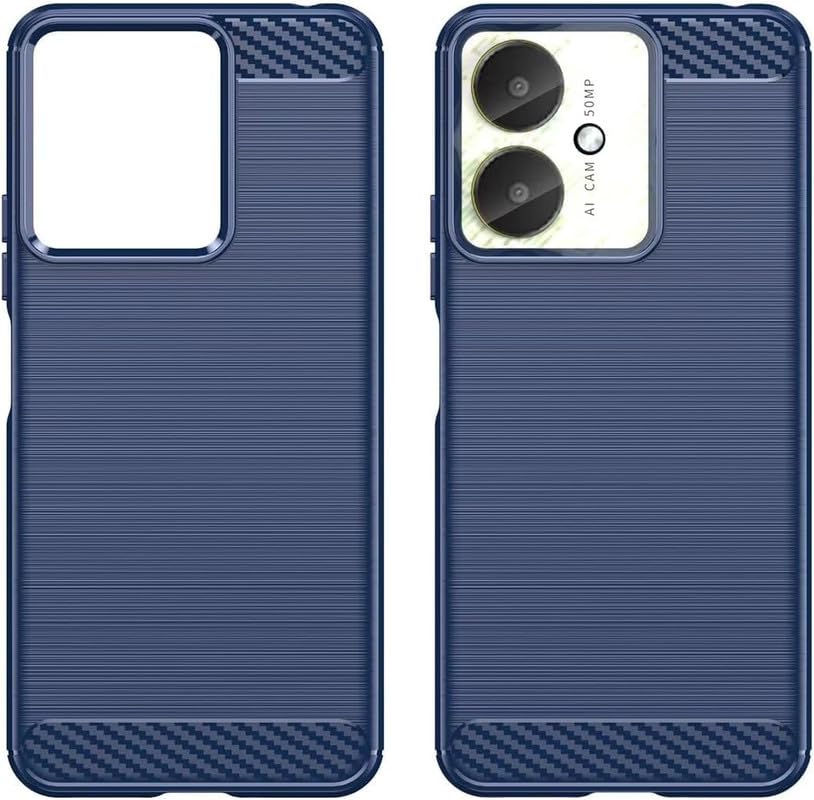 Image of NPRC Hybrid Ultra Slim Protective Case TPU Non-Slip Carbon Fiber Texture Shockproof Case Cover for Redmi 13c 5G - Blue
