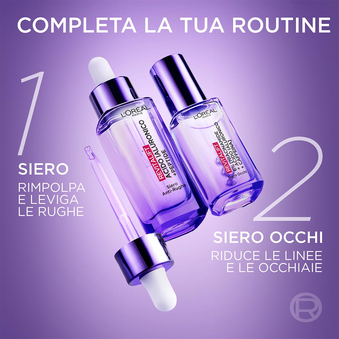 L'Oréal Paris Siero Viso Revitalift Filler, Azione Rimpolpante e Anti-Rughe, Altamente Concentrato con Acido Ialuronico al 1.5%, 30 ml